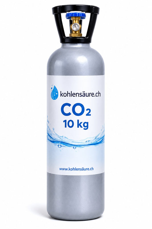 Bouteille de gaz CO₂ 10 kg avec acide carbonique suisse certifiée